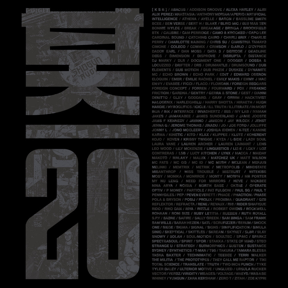 Shogun Audio 20 Years Tshirt Black on Black
